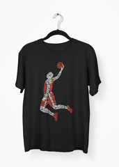 Basketball Jump Black Half Sleeve T-Shirt