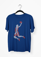 Basketball Jump Blue Half Sleeve T-Shirt