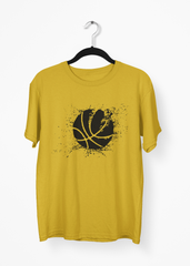 Basketball Patch Mustard Yellow Half Sleeve T-Shirt